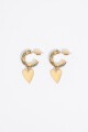 PENDIENTES ARO CRISTALES CORAZ Oro