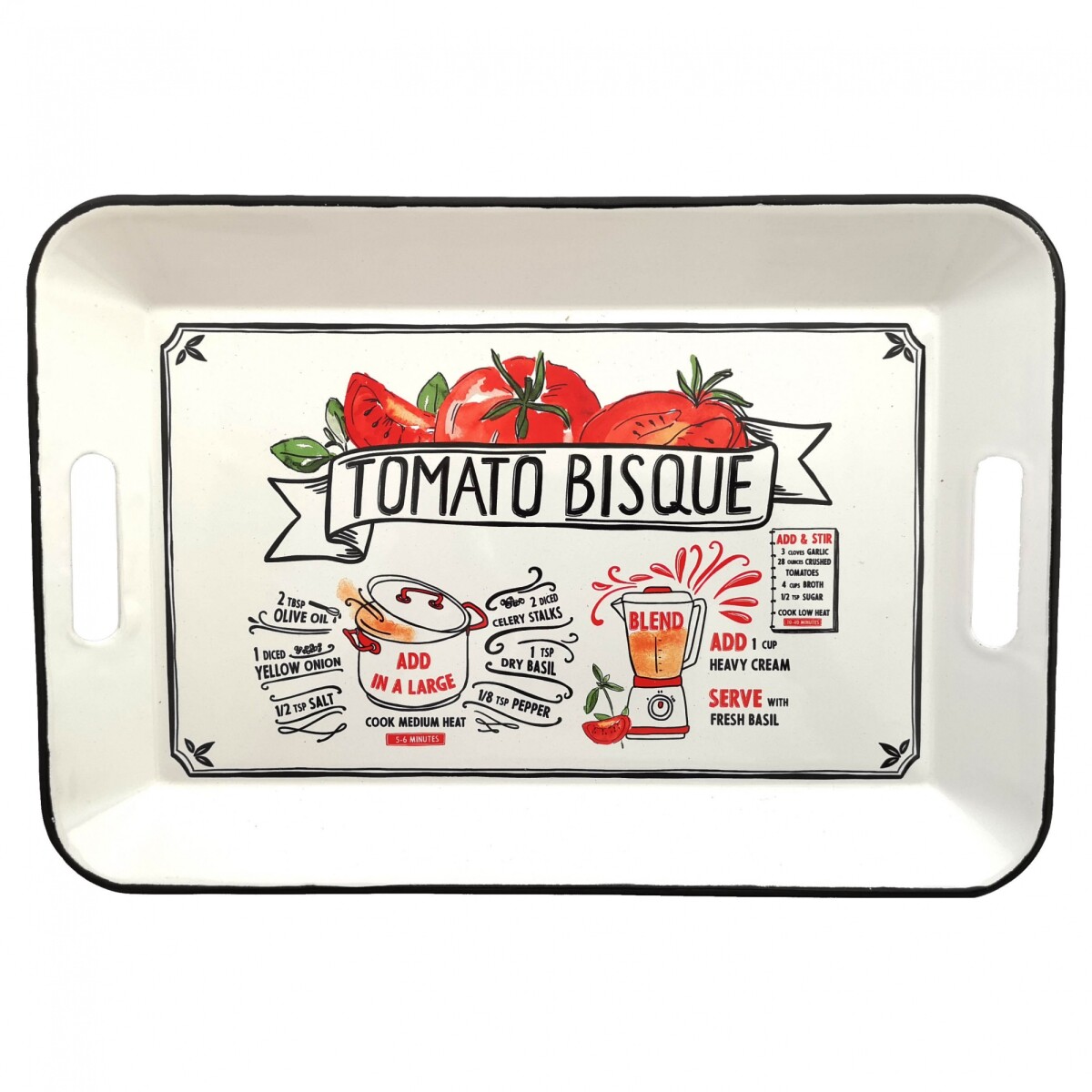Bandeja de metal esmaltado 41,5 x 28,5 cm - Tomate 