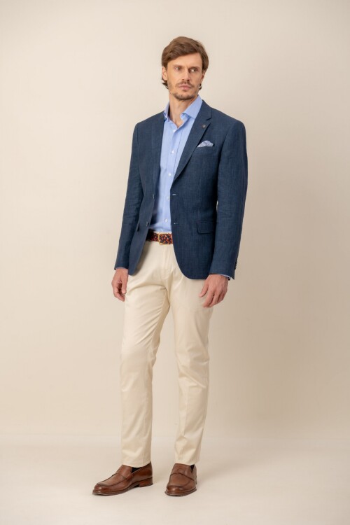 Saco Lino Custom fit Navy