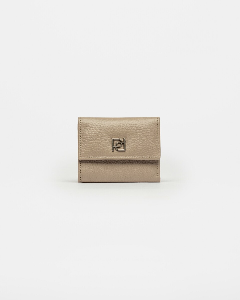 Billetera Ginger En Cuero Graneado - Taupe 