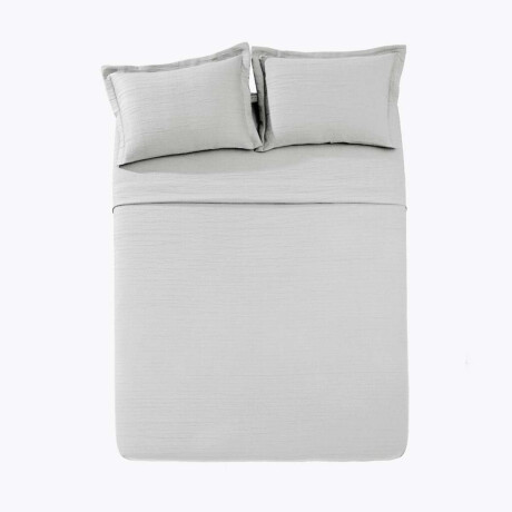 Juego Colcha y Funda Dohler Queen 100% Microfibra Gris Plata