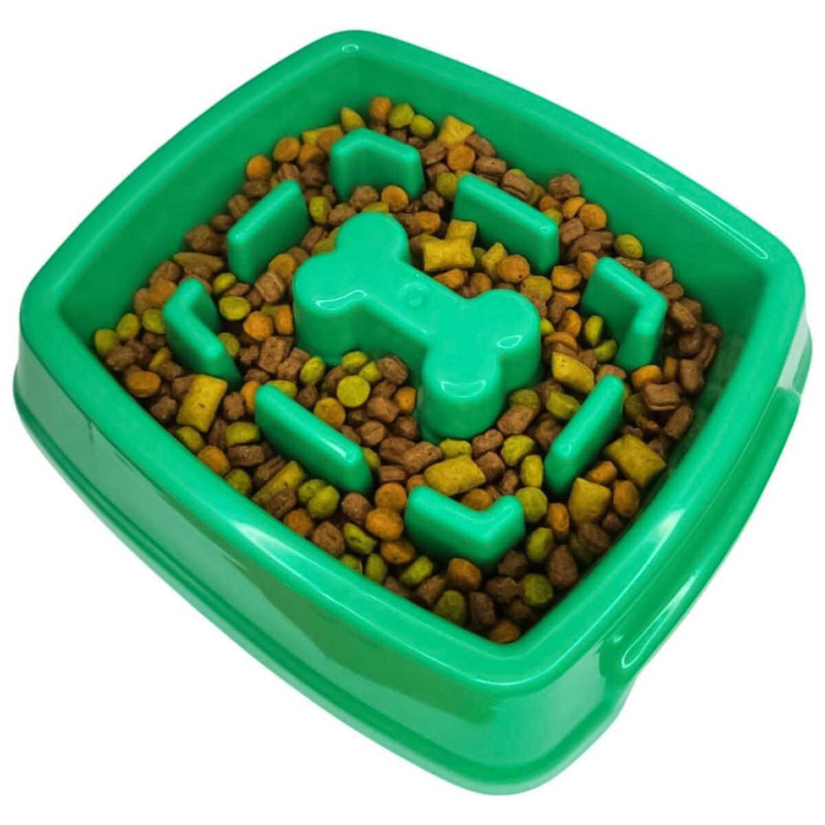 Plato Comedero Come Lento Perros Gatos Mascotas Plastico - Color Variante Verde 