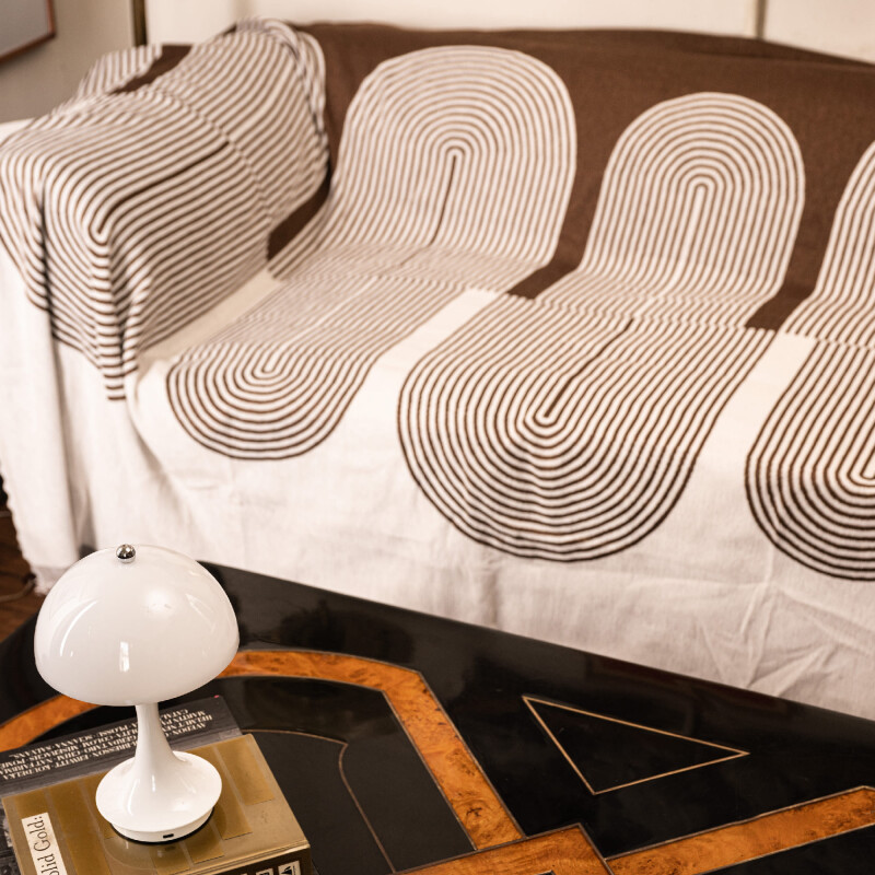 Manta para sillón y cama con diseños semicírculo marrón 300cm