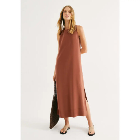 VESTIDO FEM MARROM MEDIO