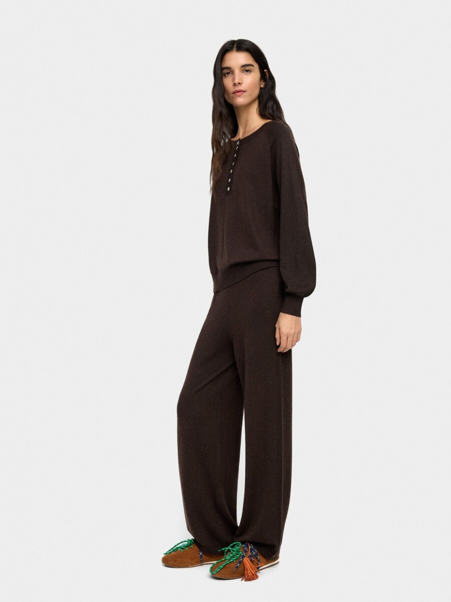 Pantalón De Punto Cintura Elástica marron