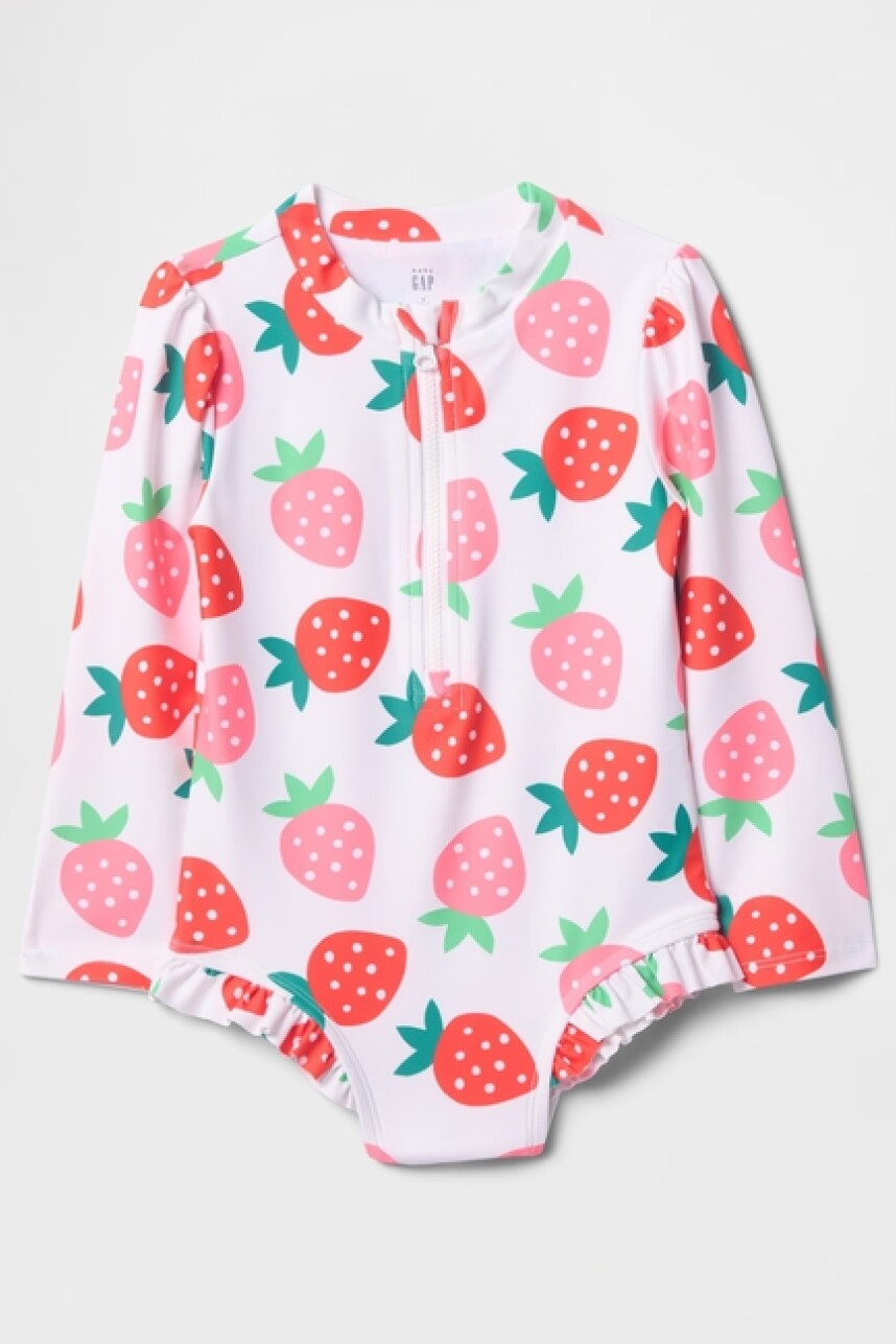 Traje De Baño Floreado Toddler Niña New Off White V2