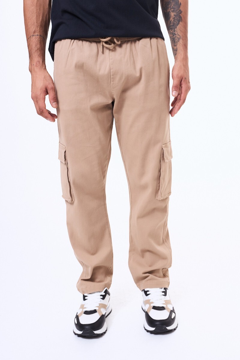 Pantalon de gabardina Durazno Beige