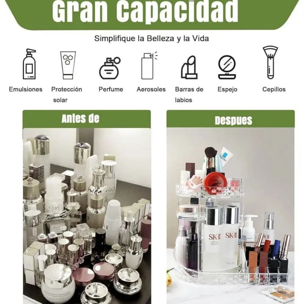Organizador De Maquillaje con base giratoria 360° Organizador De Maquillaje con base giratoria 360°