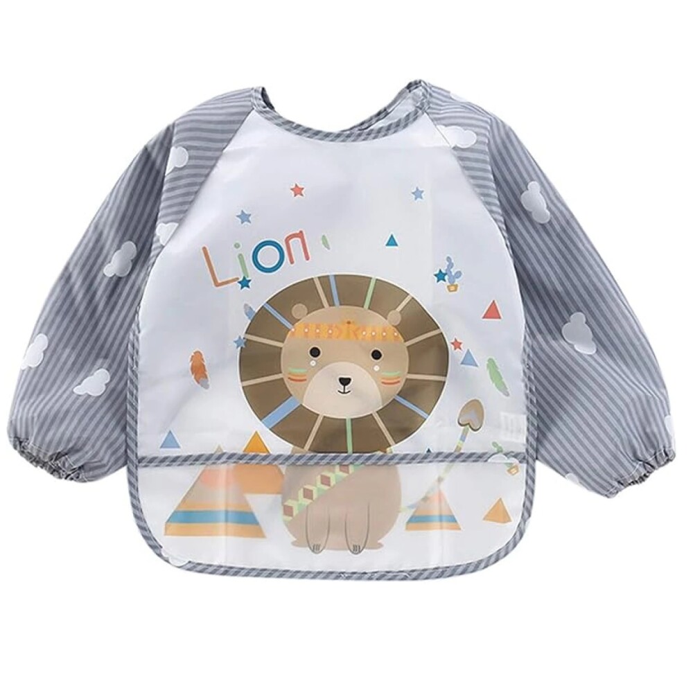 Babero con manga Little Ones leon gris