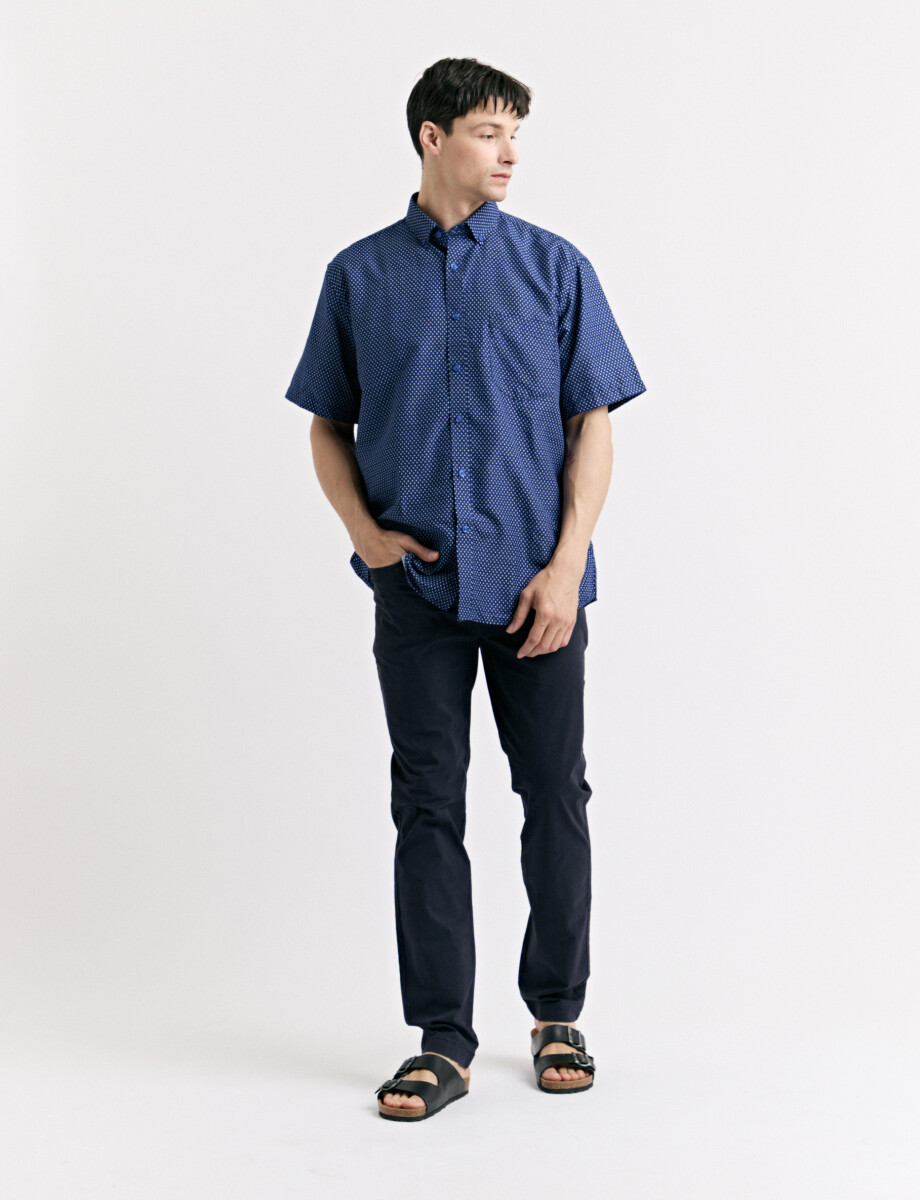 CAMISA HARRINGTON LABEL - Azul Osc/bla 