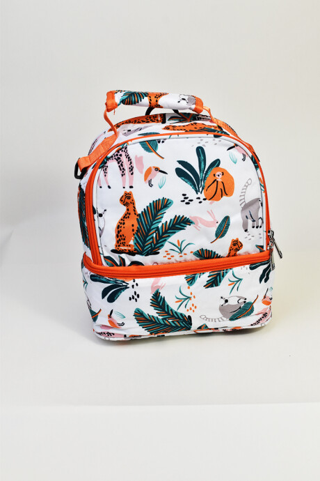 Lunchera Estampada Blanco con naranja