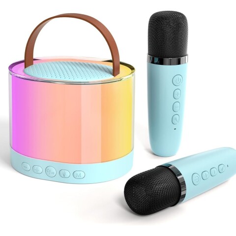 Parlante Set Karaoke Portátil X2 Micrófonos Bluetooth Led Ax Variante Color Azul