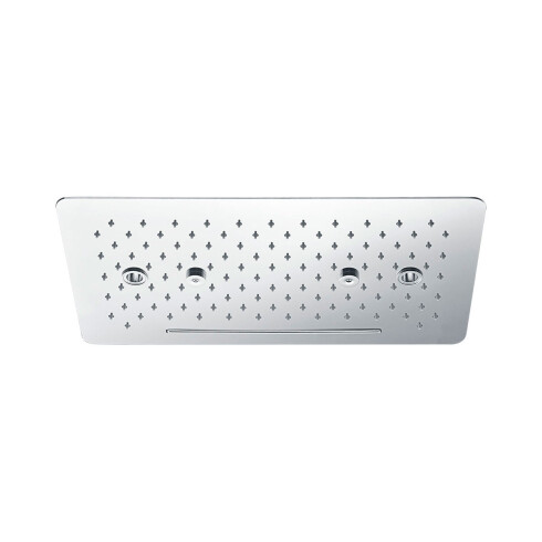 ROSETA CROMO RECTANGULAR CON CASCADA Y PULVERIZADOR 000