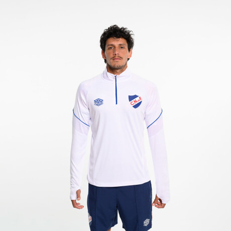 Buzo Training Half Zip Nacional Hombre Blanco, Azul Royal