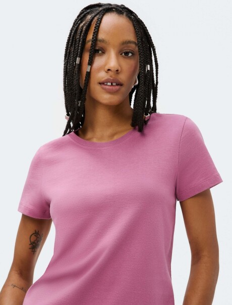 CAMISETA BÁSICA DE ALGODÓN ROSA