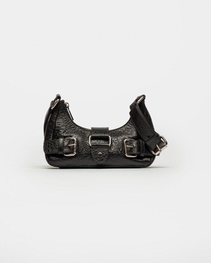 Mini Bag The Noisy Gang En Cuero Graneado Negro