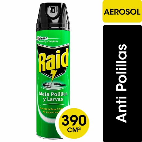 INSECTICIDA RAID MATA POLILLAS Y LARVAS AERO 390 CC INSECTICIDA RAID MATA POLILLAS Y LARVAS AERO 390 CC