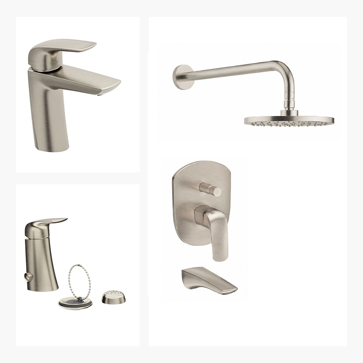 Juego Completo De Griferia Fv Epuyen Brushed Nickel 