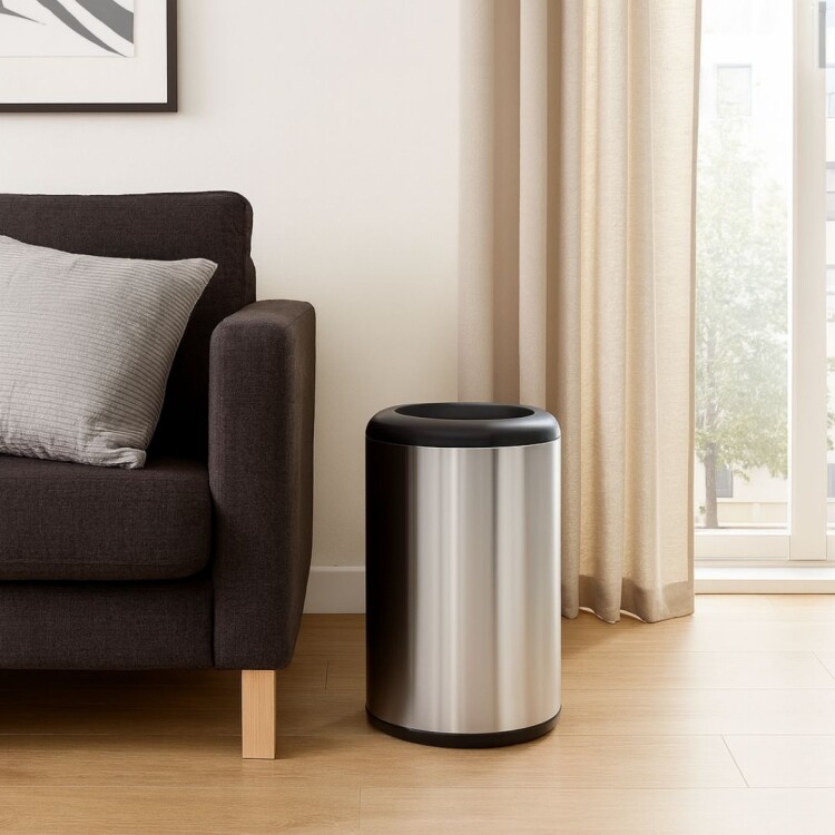 PAPELERA TACHO BASURA TRAMONTINA 31 LITROS PLATEADO