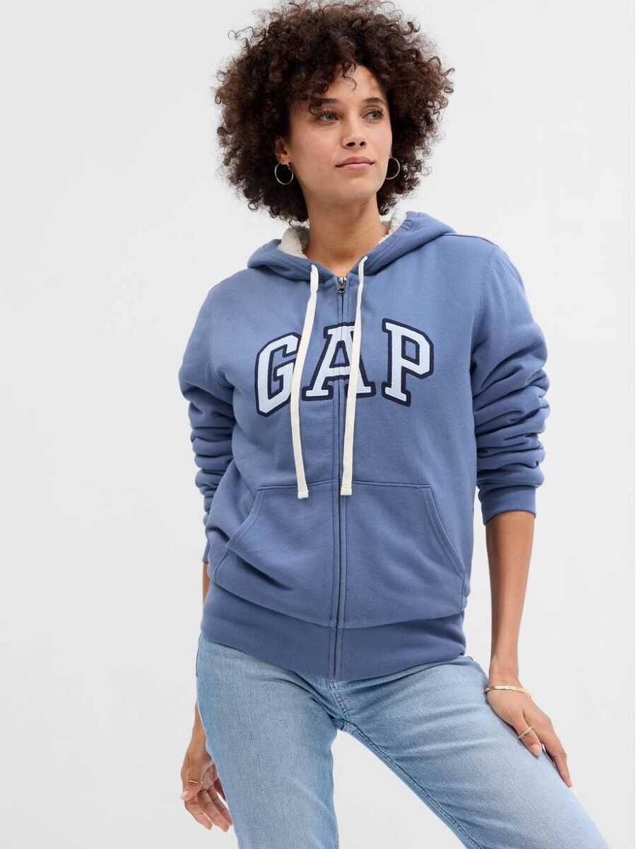 Canguro Con Corderito C/Cierre Logo Gap Mujer - Bainbridge Blue 
