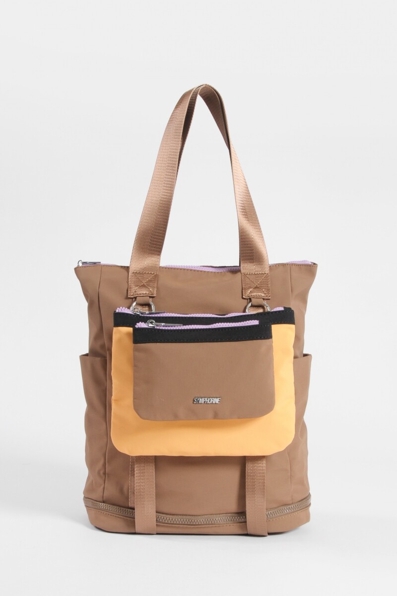 Mochila - shopper con bolsillo removible marrón