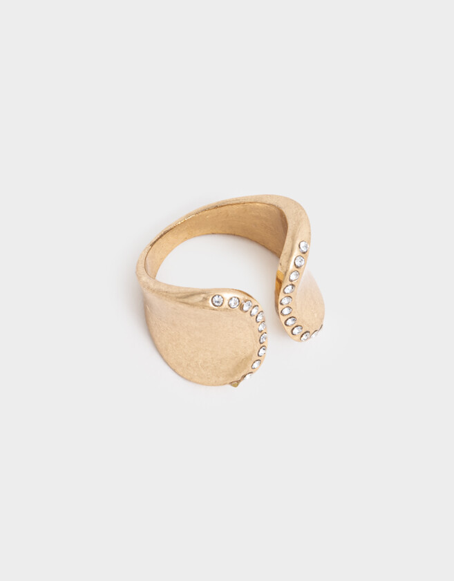 Anillos Medianos y Grandes Strass Anillo Con Strass - Dorado