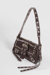 Cartera de hombro con hebilla y tachas marrón