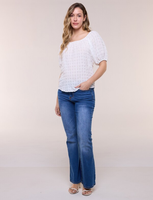 Blusa Texturada Manga Balloon CRUDO