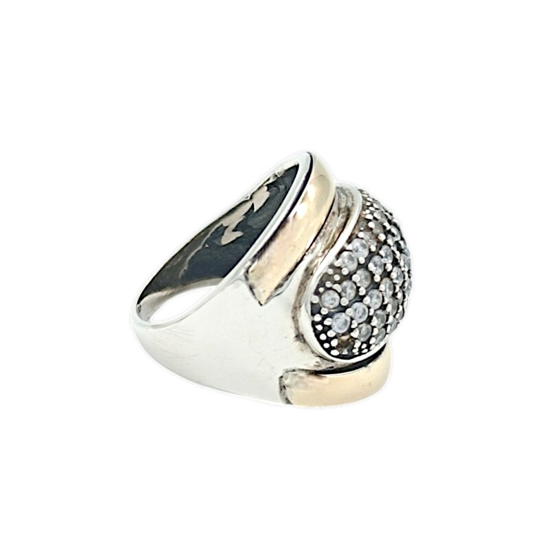 Anillo Cúpula-Plata y Oro-Piedra Zirconia-AN5365 conpiedra
