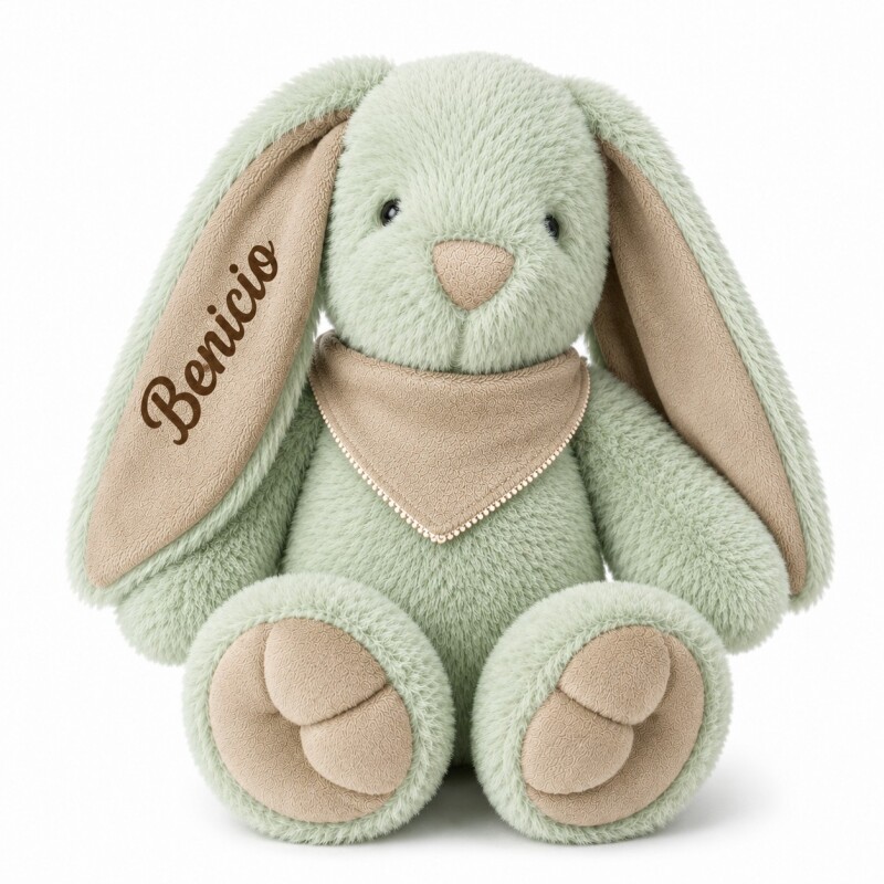 Peluche Conejo personalizado con nombre verde