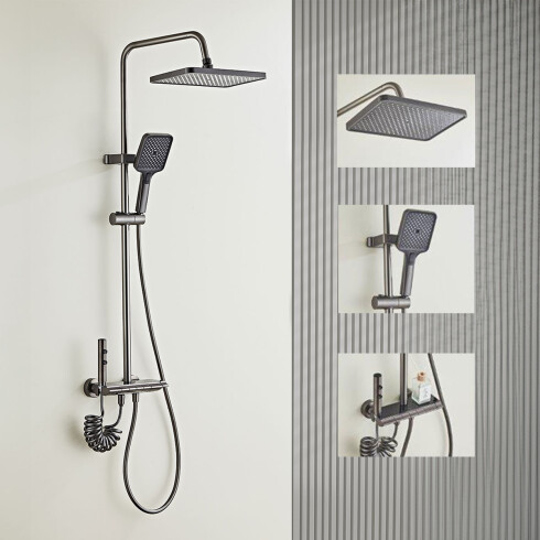 Griferia Barra Ducha Exterior De Aluminio - Color gun metal 000