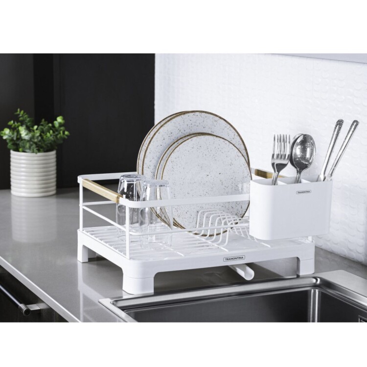 Escurridor de Platos con Bndeja Tramontina Blanco Escurridor de Platos con Bndeja Tramontina Blanco