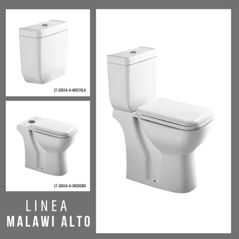 INODORO CON TAPA Y MOCHILA ALTO PARA DISCAPACITADOS MALAWI BLANCO