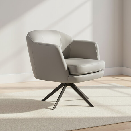 BUTACA GIRATORIA 1 CUERPO CUERO-100-NATURAL GRIS 1004 GREY