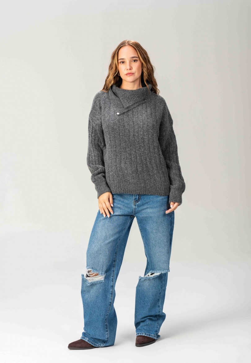 Sweater Detalle Gris Oscuro