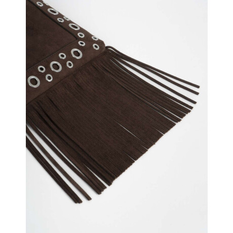 Bandolera Suede Flecos Marron Chocolate
