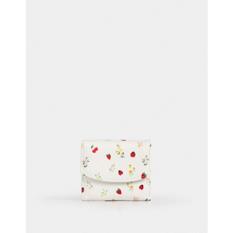 Billetera Cuerina Solapa Flores Estampado Flores