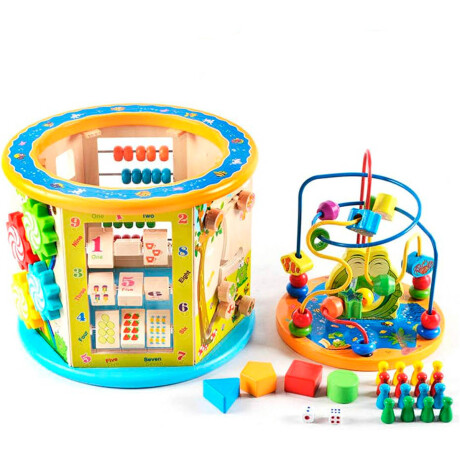 Juego Madera Cubo Multifunción 8 Juegos Didáctico Jug019008