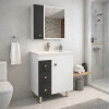 Mueble Baño De 60cm Ancho+bacha+botiquín+espejo Blanco/gris Mueble Baño De 60cm Ancho+bacha+botiquín+espejo Blanco/gris