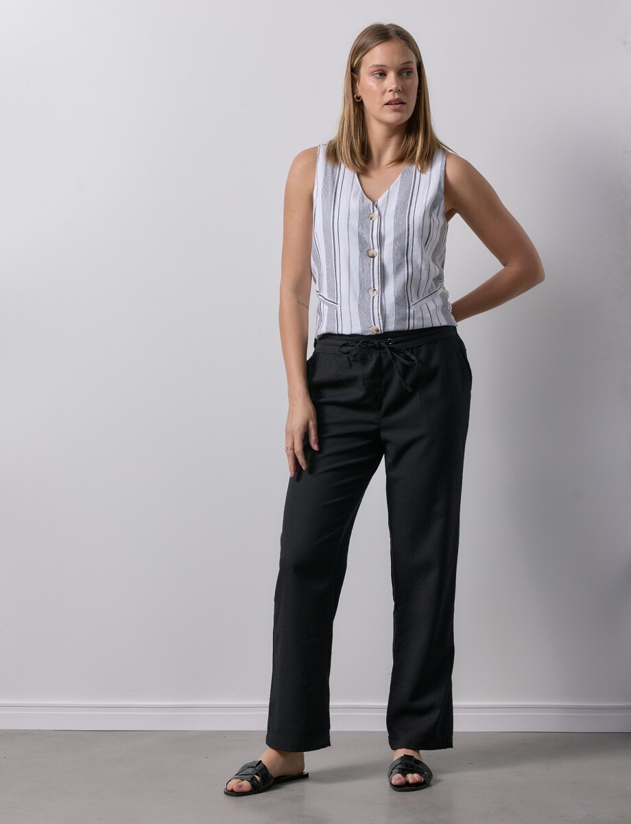 Pantalon Lino Solid - Negro 