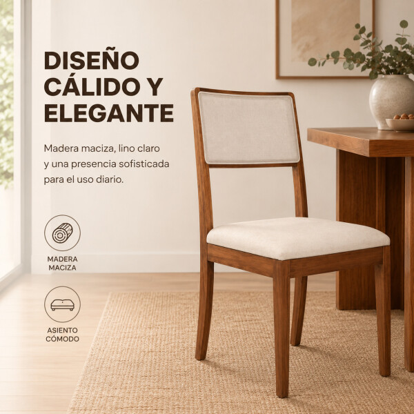 Silla De Comedor ComboHome Lola Madera Maciza Ratan Natural Blanco 1