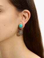 Pendientes Con Piedra Y Cuenta De Vidrio multicolor