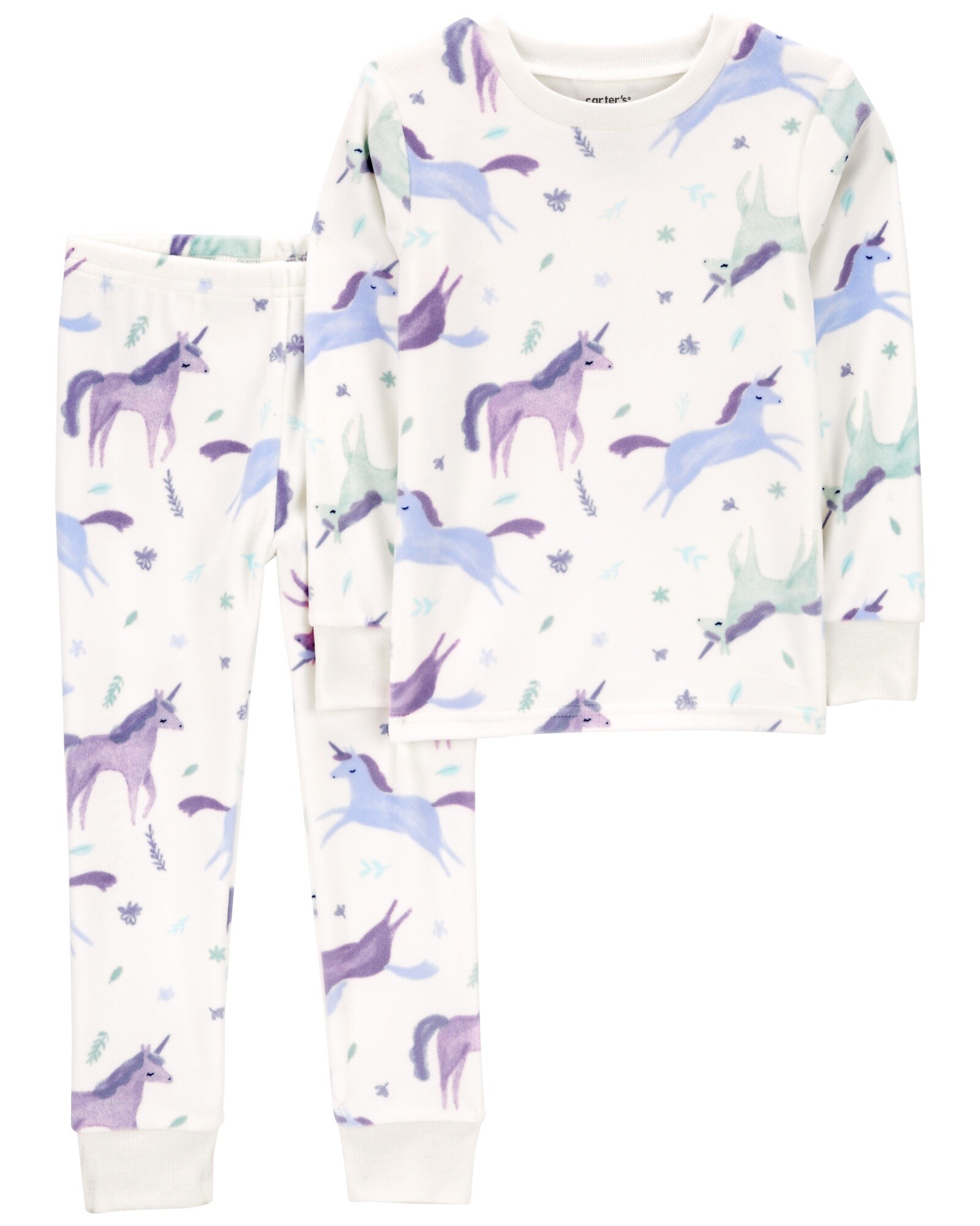 Pijama dos piezas de micropolar, diseño unicornios. Talles 2-5T Sin color