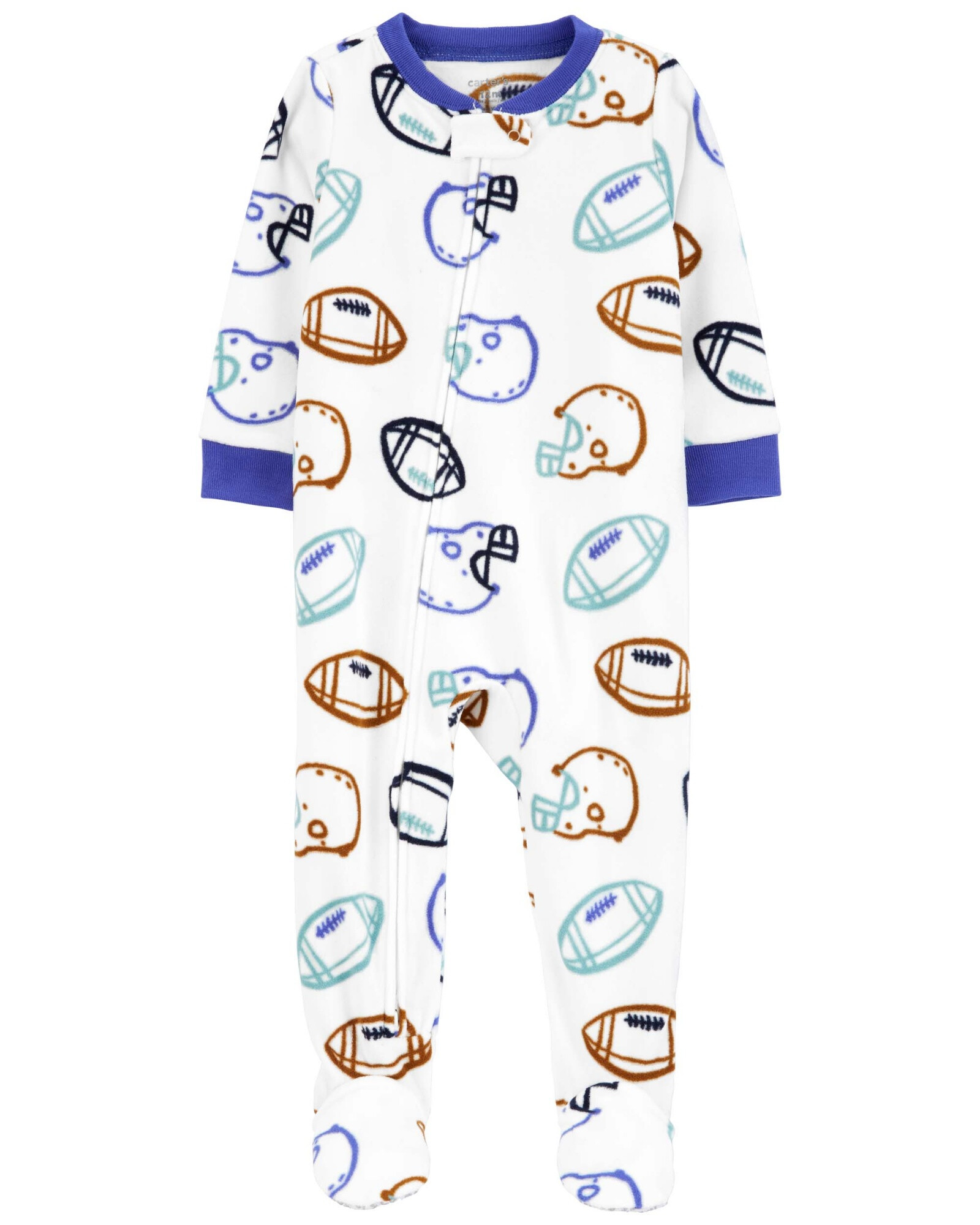 Pijama una pieza de micropolar, con pie, diseño football Pijama una pieza de micropolar, con pie, diseño football