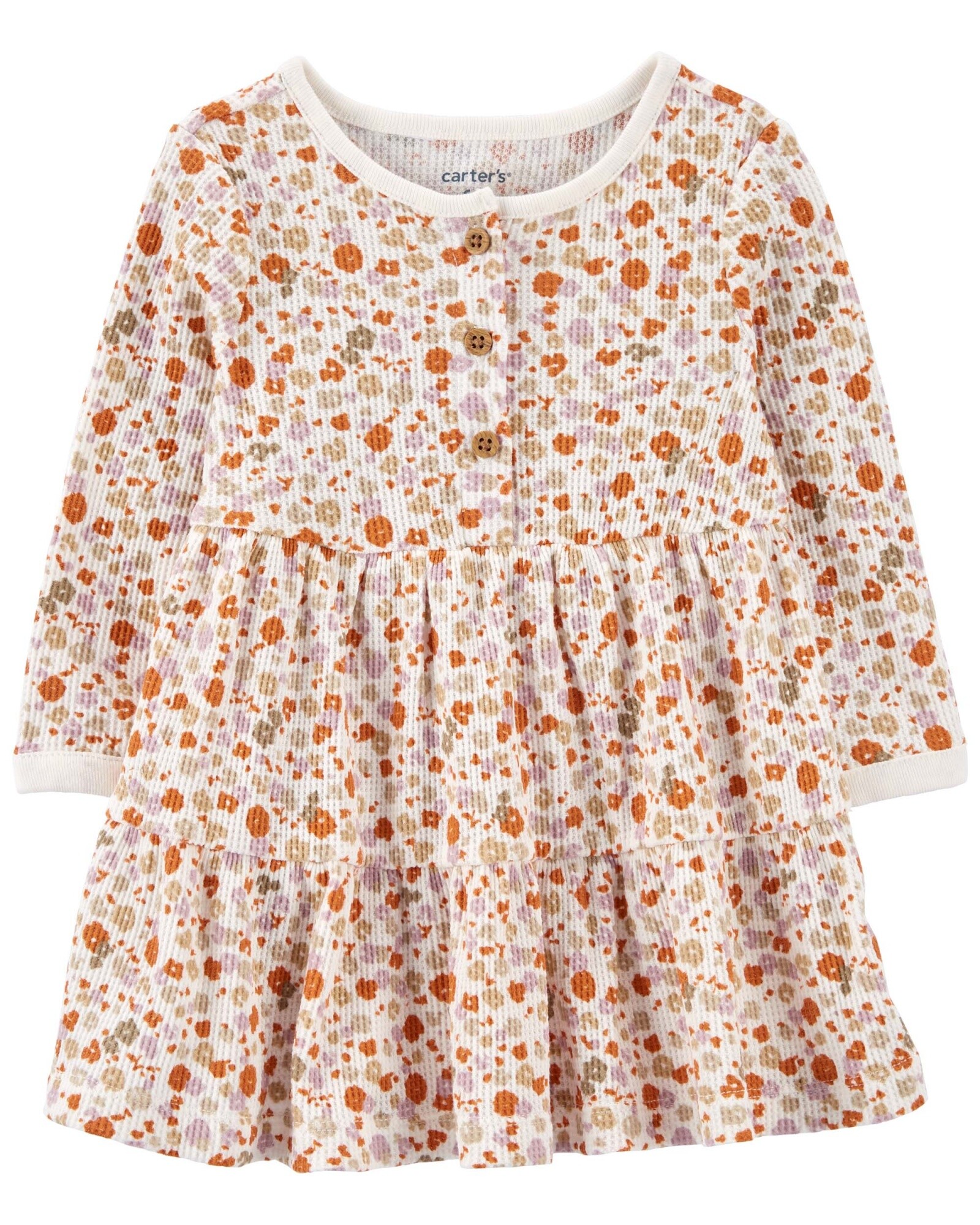 Vestido de algodón térmico, diseño floral Sin color