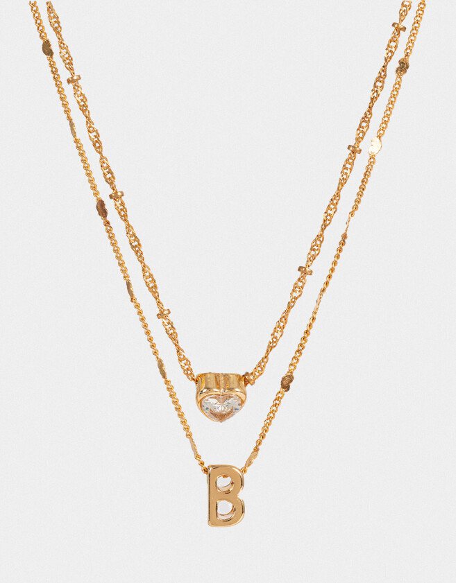 Collares Cortos Con cubic zirconia Collar Corto Cubic Inicial "b" - Dorado