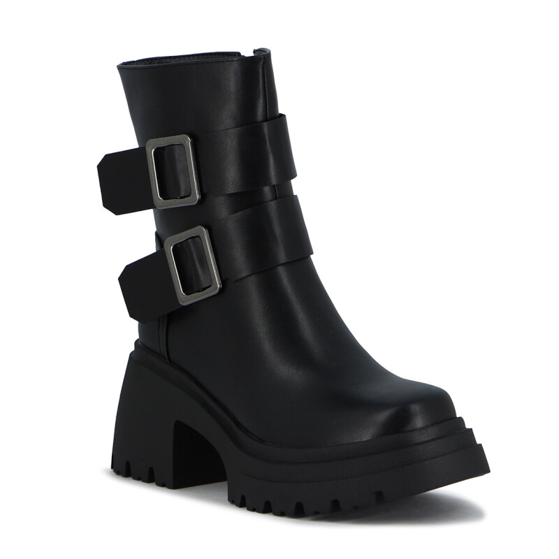 Botas Mujer Darkness Caña Media Con Hebillas Negro