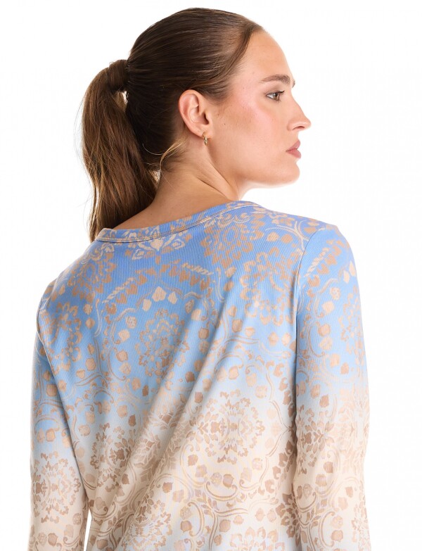 Remera Soft Print MULTI/CELESTE