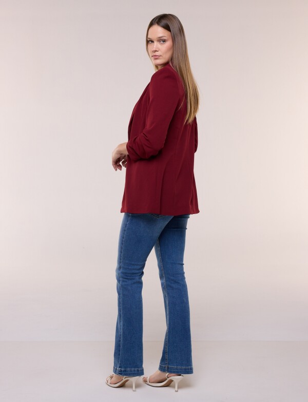 Blazer Crepe Manga Fruncida BORDEAUX