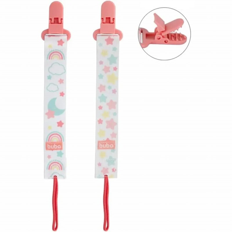 Clip Para Chupete Buba Estrella Rosa 2 Uds. Clip Para Chupete Buba Estrella Rosa 2 Uds.